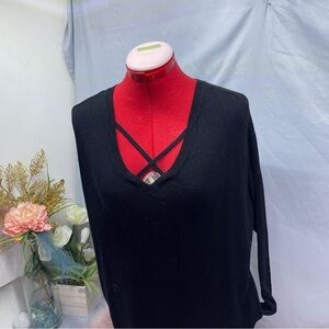 Suzy sher sweater dress knitted black with pockets